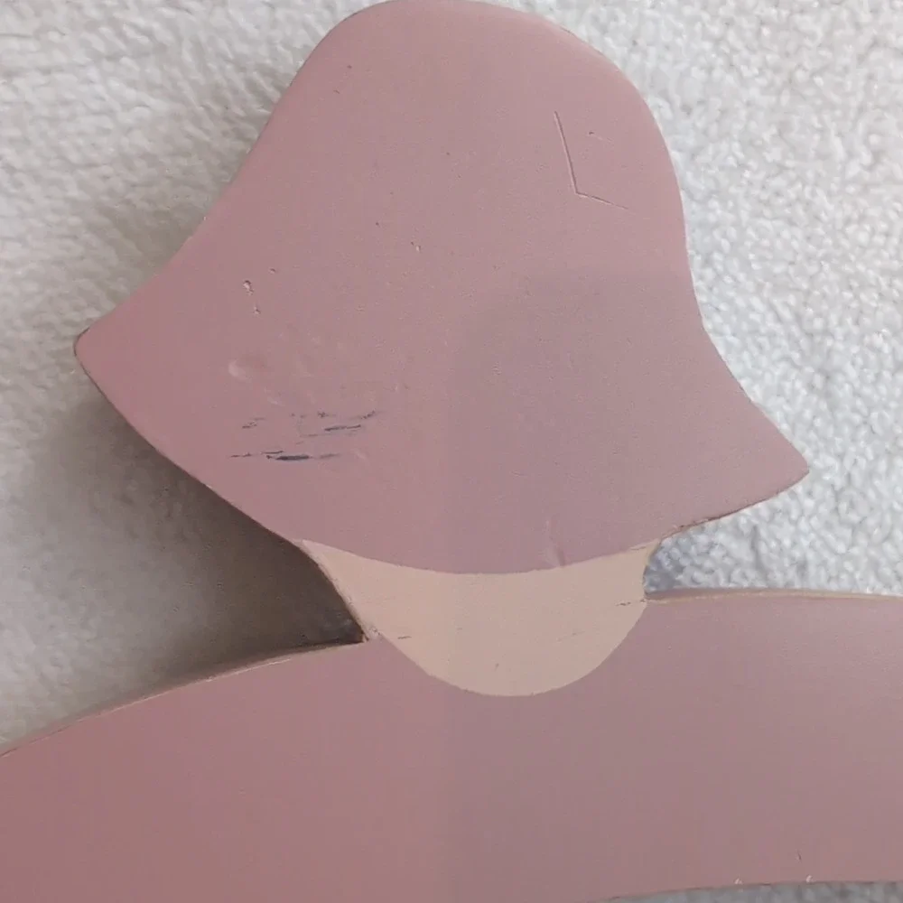 Vintage Wooden Clothes Hanger Girls Pink Polka Dot Sun Hat Cottagecore Child